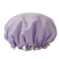 thumbnail image 2 of Airle Femmes Chapeau de Douche Double Couche Épaissi Bande Élastique Imperméable Réutilisable Protection des Cheveux PVC Paillettes Étoiles Modèle Chapeau de Cheveux pour la Maison, 2 of 8