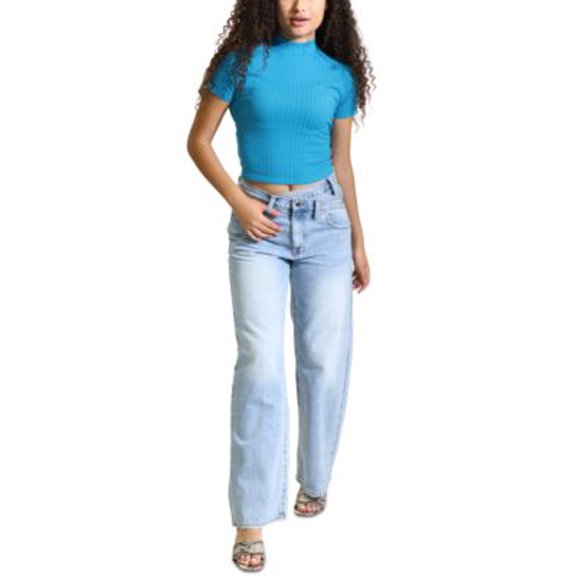 MSRP $49 Kit & Sky High Neck Back Cutout Top Aqua Size Medium