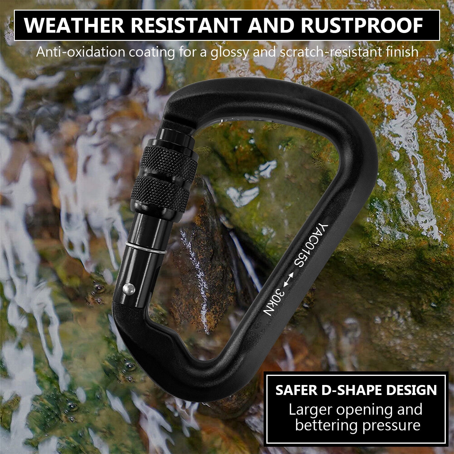 Aluminum Carabiner Clip, Heavy Duty Carabiners with Screw Gate 30kN D Ring Locking Carabiner for Hiking Camping Fishing and Outdoor Use(3 PCS)