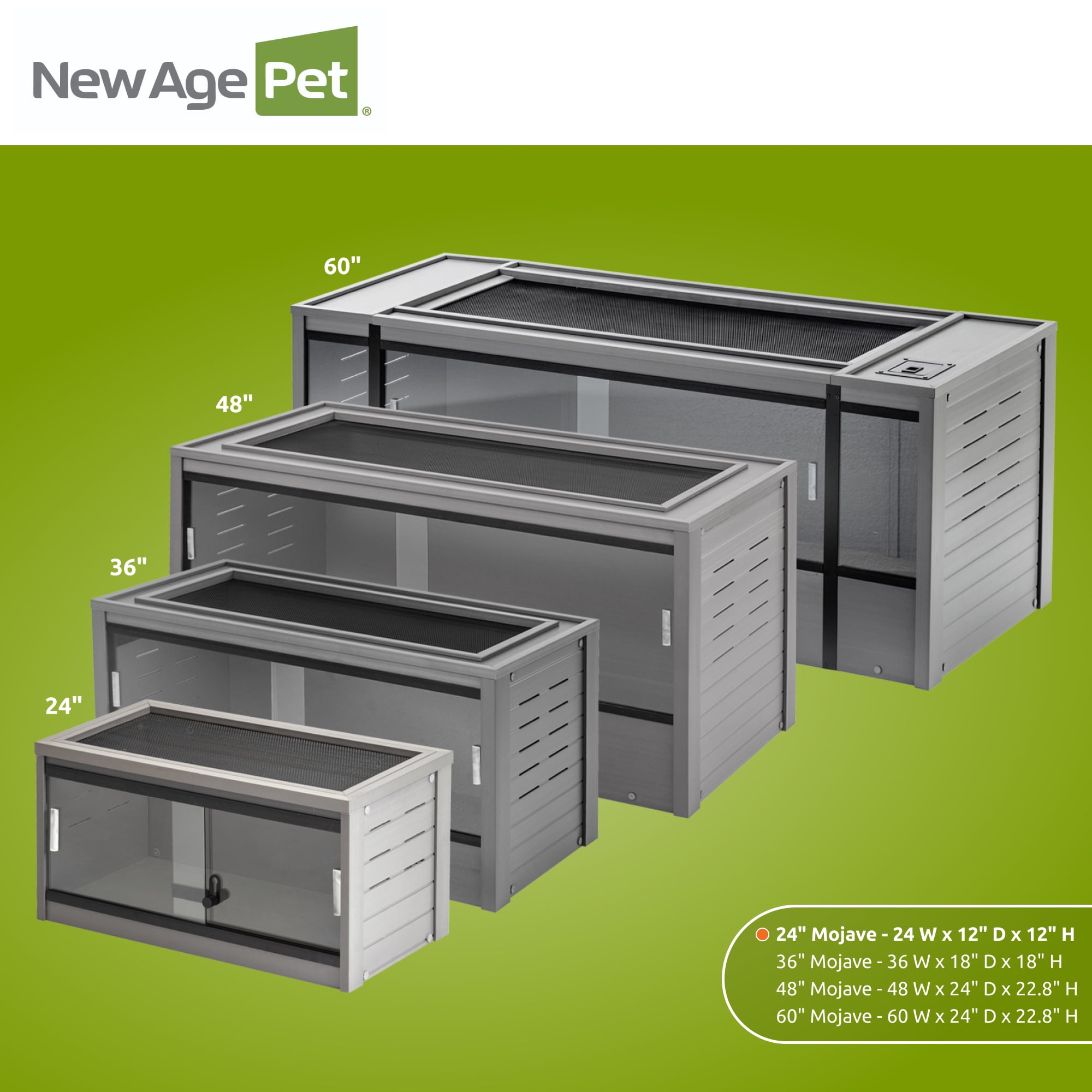 New Age Pet® ECOFLEX® Small 24" Wide Reptile Enclosure, Glass Front Terrarium