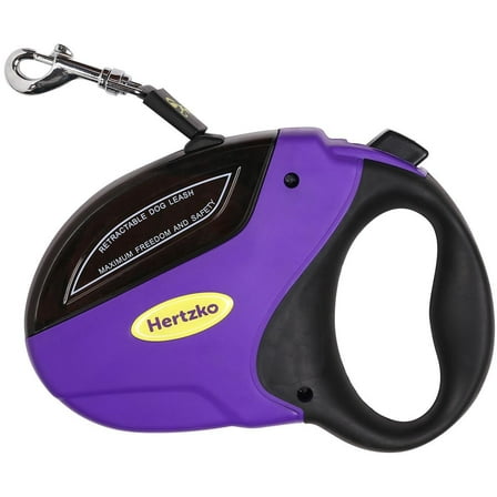 Hertzko Heavy Duty Retractable Dog Leash - Purple and Black, 16 Foot, Supports up to 110lbs - Ideal Retractable Dog Leashes for Small, Medium & Large Dogs, Heavy Duty Purple Dog Leash with Thick Rope