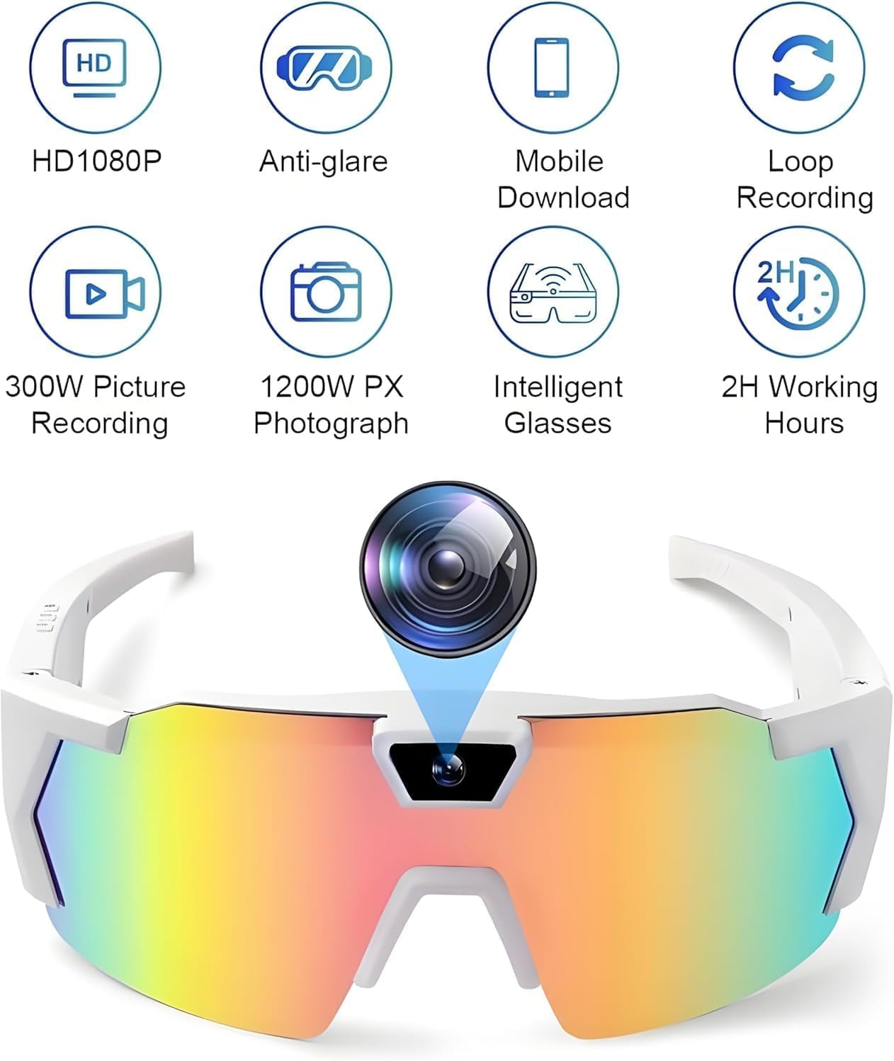 4K HD POV Baseball Glasses with Camera, Upgrade Smart Video Recording Glasses, Lightweight and Ultra-Long Sports Recording Action Audio Camera Sunglasses