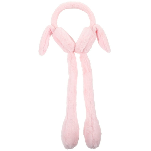 Shisuyan Women Ear Muffs For Winter Plush Pink 1Pack Movable Rabbit Ears