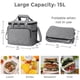 thumbnail image 3 of Bolsa térmica de 15 l, pequeña, para picnic, para el almuerzo, para llevar, para hombre y mujer, impermeable, plegable, para el congelador, para la escuela, el trabajo y el exterior, 30 x 23 x 23 cm,, 3 of 4