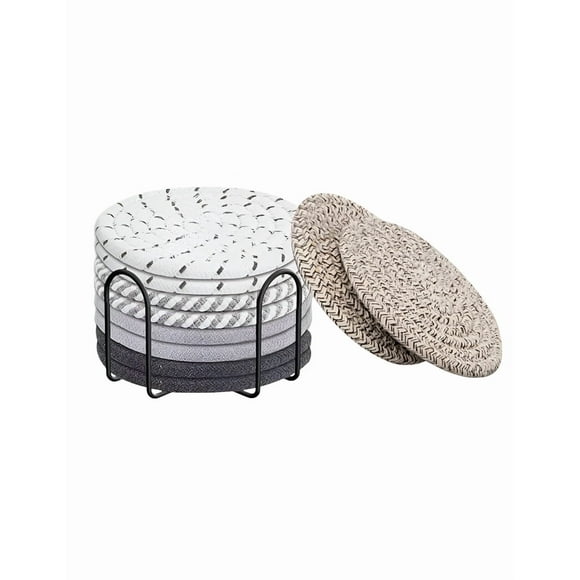 Posavasos Cuerda Algodón xtellar multicolor Mesa Comedor Café Con Soporte 11pcs