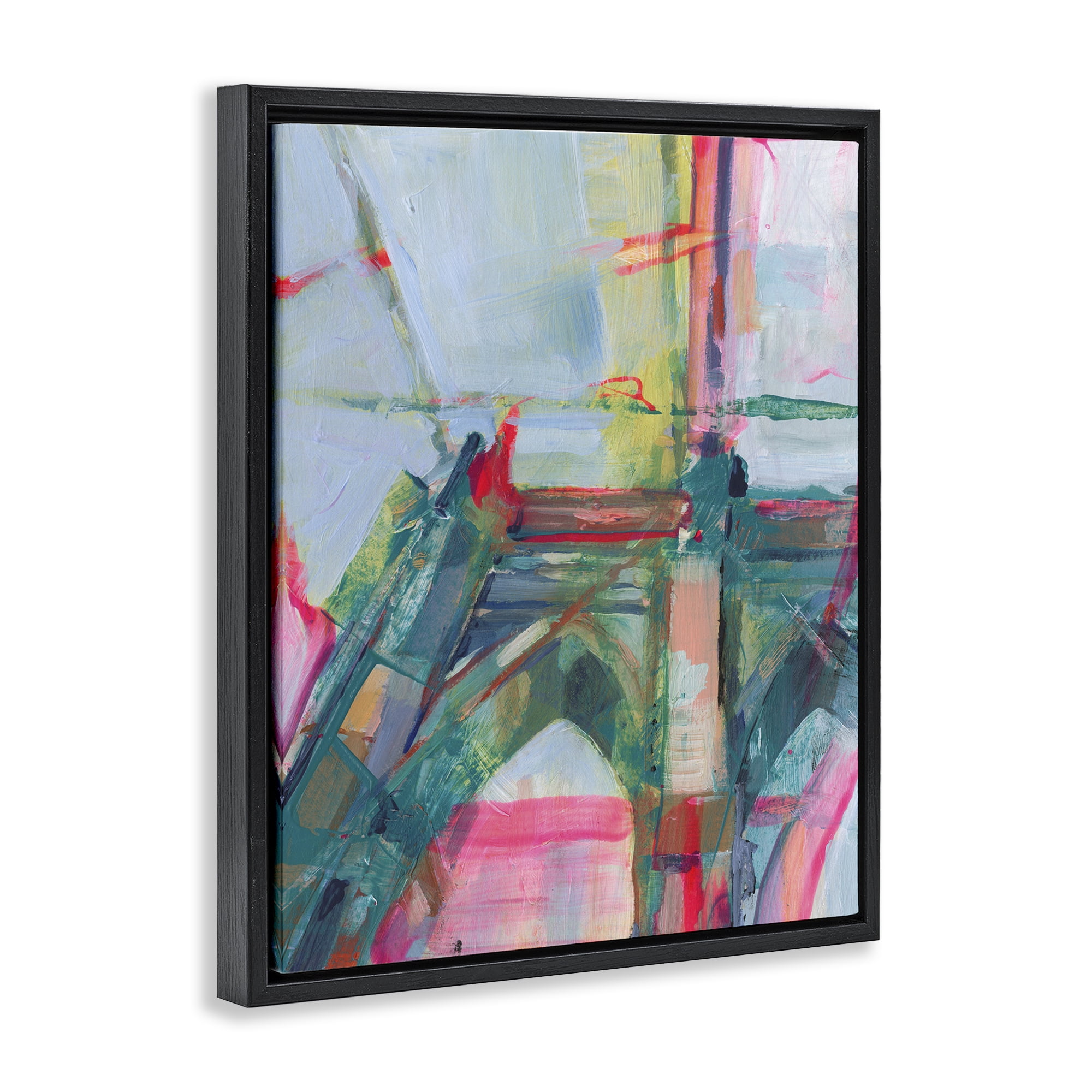 Stupell Industries Looming Bridge Arches Buildings & Architecture Painting Black Floater Framed Canvas Art Print Wall Art, 17 x 21