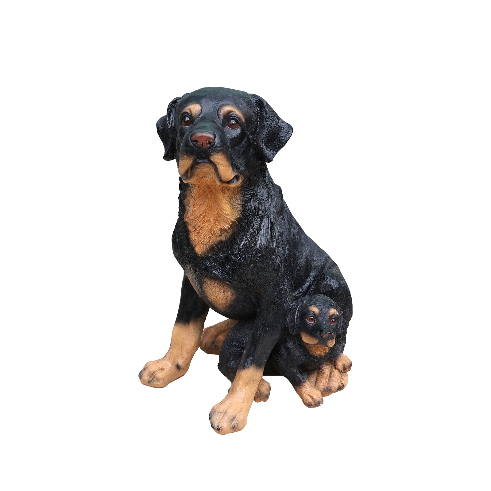 25.59" H Solar Rottweiler Planter with Welcome Sign & Lantern,Resin Dog Flower Pot,Shatterproof Fade Resistant Outdoor Garden Statue for Yard Patio Lawn Decor,Brown+Black