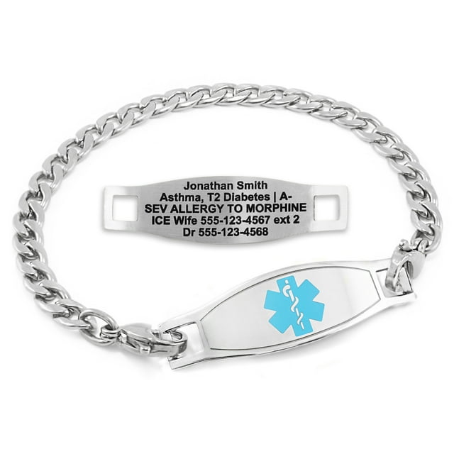 MedicEngraved Stainless Steel Custom Medical Alert Bracelet - 5mm Curb Link