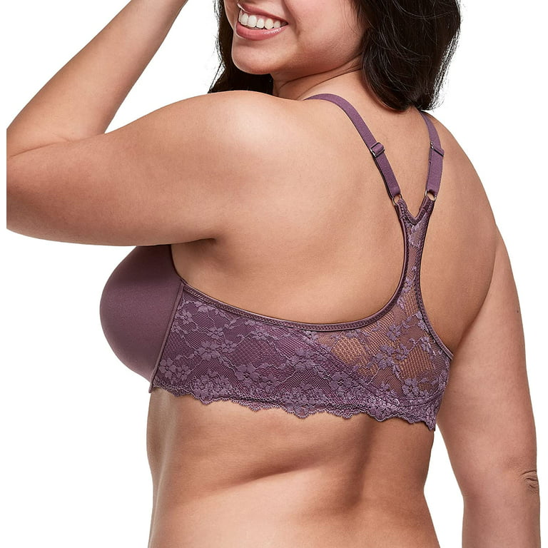 Maidenform Womens Pure Genius T-Back Bra with Lace, 38B, Currant