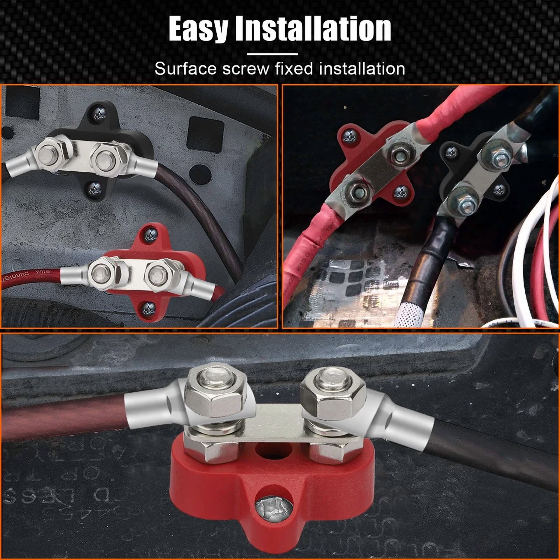 CRESTIN- M8 Dual Stud Battery Power Distribution Terminal Block Positive Negative Busbar