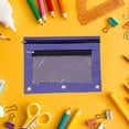 thumbnail image 4 of Daveitl 3 Holes Binder Double Zipper Pencil Pouch, Mesh Window Cloth Stationery Storage Bag, 9.84 x 7.48 x 0.39 Inches, Multiple Colors Available, 4 of 5