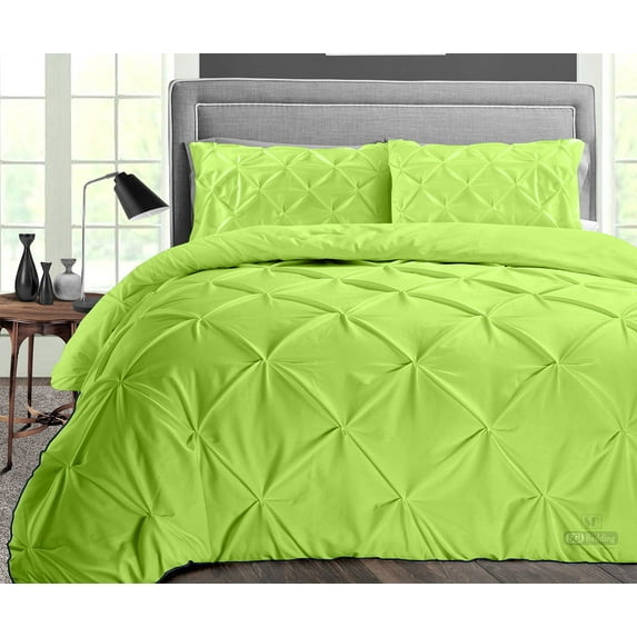 Super King Plus Comforter Pinch Parrot Green 300 GSM Plush Siliconized Microfiber Fill Duvet Insert Box Stiched Quilted Fluffy Soft 600 TC Egyptian Cotton Shell with Piping & Pillowcases