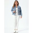 thumbnail image 3 of DARING DIVA Women's Plus Size Washed Front Frayed Classic Denim Jacket 4X Sky Blue1, 3 of 6