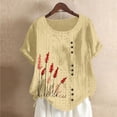 thumbnail image 1 of Shorts pour Femmes, Blouses pour Femmes, Mode Féminine Imprimée Confortable Ample Manches Courtes Blouse Boutonnée Col Rond Décontracté, 1 of 4