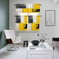 thumbnail image 5 of Abstract Color Stitching Kitchen Curtains Valances and Tiers Set of 3 Yellow Black Graffiti Theme Tier Curtains and Valance with Rod Pocket for Small Windows, 27.5"x36", 5 of 9