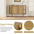 thumbnail image 4 of Williamspace 47.2" Sideboard Buffet Cabinet with Storage, Modern 2-Door Accent Dining Cabinet with Gold Trim & Woven Rattan Doors for Living Room Dinning Room Kitchen, Oak, 4 of 9