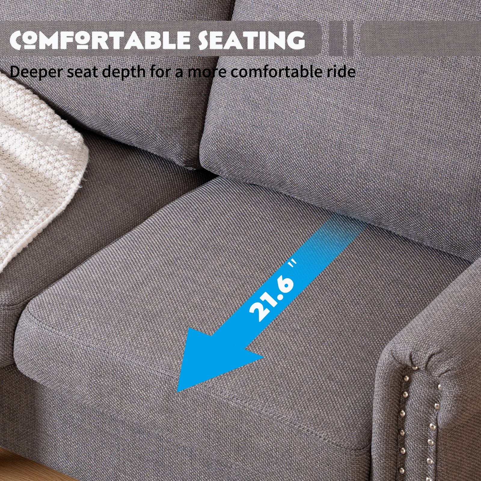 57 Loveseat Sofa,2 Seat Couch with Linen Fabric,Small Couches for Small Spaces with Solid Wood Legs,Comfy Love Seat Sofa for Living Room,Bedroom,Apartment