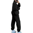 thumbnail image 2 of MAWCLOS Women Sweatsuits Long Sleeve Two Piece Outfit Solid Color Tracksuit Sets Warm Sports Zip Up Jogger Set Black L, 2 of 3