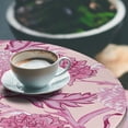 thumbnail image 3 of Ambesonne Springtime Fitted Round Tablecloth, Jungle Blooming Peony, 45"- 56" Diameter, Rose Pastel Pink, 3 of 5