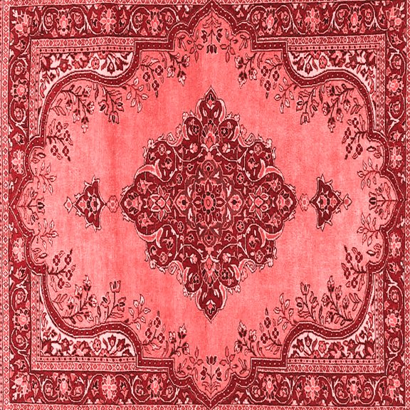 Ahgly Company Indoor Square Medallion Red Traditional Area Rugs, 3' Square