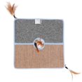 thumbnail image 1 of Square Natural Sisal Cat Scratch Pad Scratcher Mat Floor Scratching Rug with Feathers, 1 of 9
