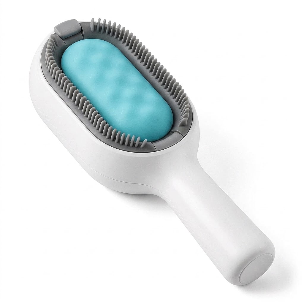 LLIOPLNE Self-Cleaning Pet Bristle Brush Soft Grooming Bath Brush with Ergonomic Handle Detangling & Shed Control Grooming Tool for All Sizes Dogs & Cats All Coat Types Blue Product Description