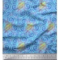 thumbnail image 1 of Soimoi Moss Georgette Fabric Shells Ocean Printed Fabric 1 Yard 42 Inch Wide, 1 of 1