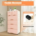 thumbnail image 3 of 5 Layer Plastic Storage Drawers with 6 Drawers Pink Closet Drawers Dresser Organizer Unit Clothes Storage Bins with Casters Home Bedroom Storage Cabinet Large-Capacity Cabinet, 3 of 14