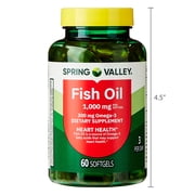 Spring Valley Omega-3 Fish Oil Soft Gels, Heart Health Dietary Supplement, 1000 mg, 60 Count