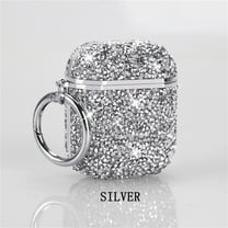 Decase Airpods Case Cover 2&1,Luxury Bling Glitter Full Protective Case with Keychain for Apple AirPods 1st 2nd Generation Charging Case,Shockproof AirPod Case for Women Girls,Silver