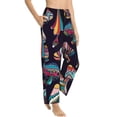 thumbnail image 2 of Uemuo Mushroom Doodle Pattern Women's Wide Leg Palazzo Lounge Pants with Pockets Light Weight Loose Comfy Casual Pajama Pants-Small, 2 of 9