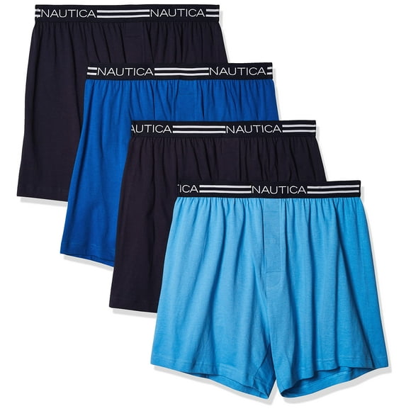 Boxer Nautica Classic de punto holgado de algodón para hombre, paquete de 4