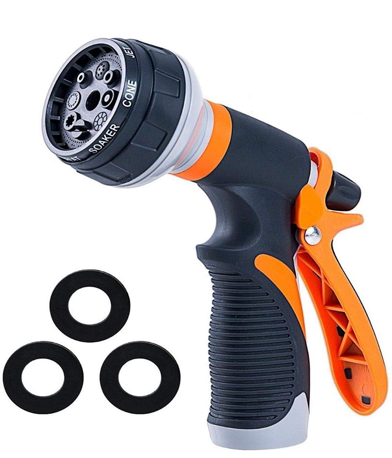 Teblint Hose Nozzles for Lawn & Garden, Heavy-Duty Multi-Function Water Hose Nozzle, 8  Spray Patterns for Watering Plants, Cleaning Cars, Showering Pets