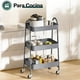 thumbnail image 5 of ZUNMOS Carro Rodante Utilitario de 3 Niveles, Carro de Almacenamiento Móvil de Metal con Ruedas Giratorias Bloqueables, Carro Organizador de Estantes de Almacenamiento para Sala de Estar, Baño, Gris, 5 of 8