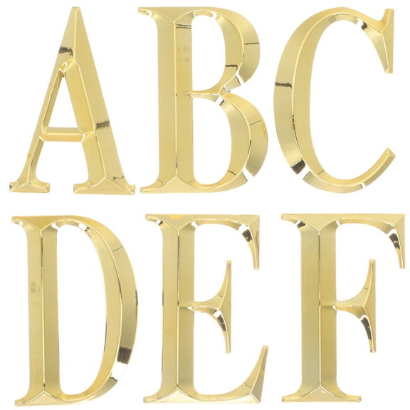 Supvox 6Pcs Golden Resin Address Alphabet Decals for Home Door Mailbox Decoration