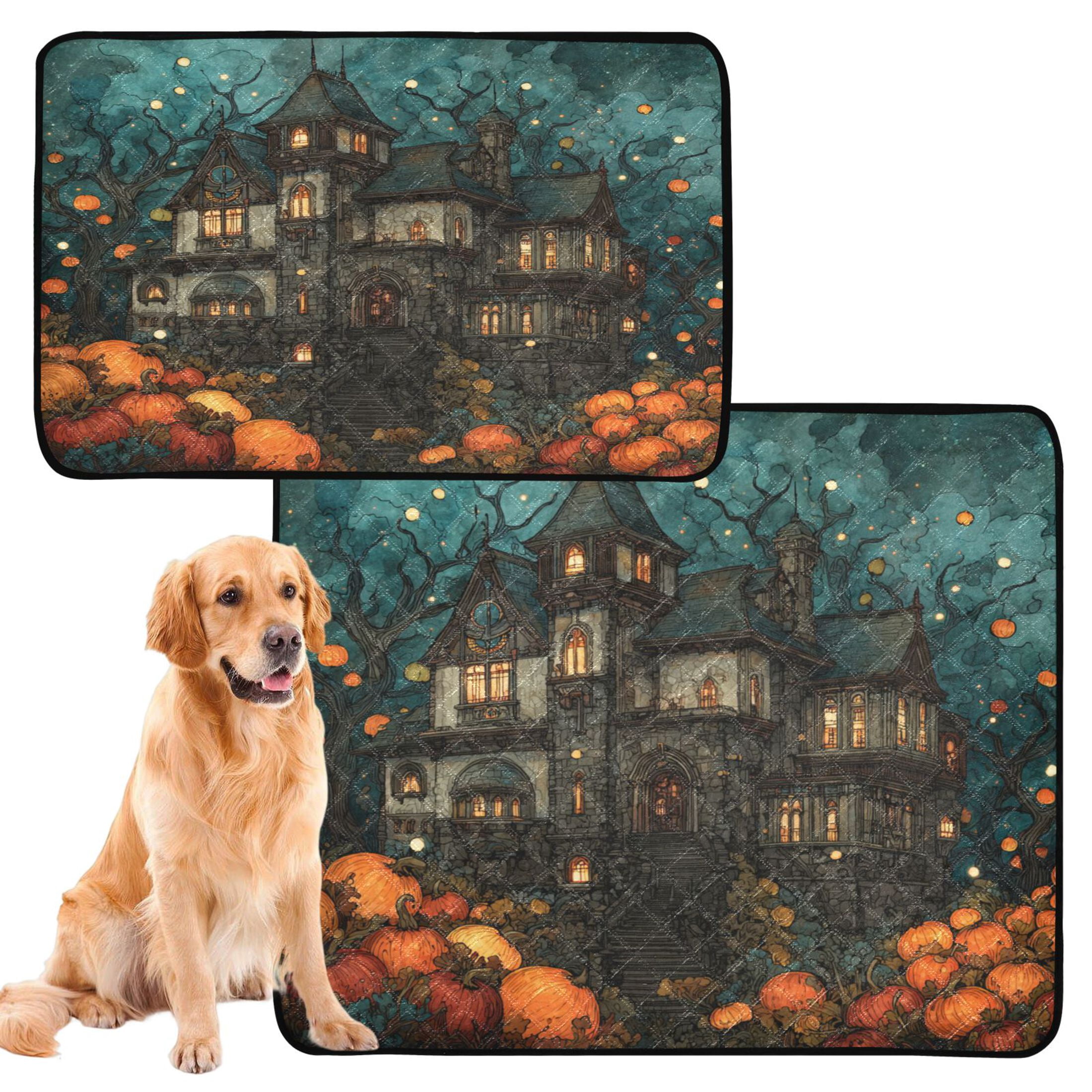 Qxltty Pumpkin Castle Cat litter Pads Pet Set of 3 Diaper Mats Center Anti-leakage Layer Absorbent Soft and Comfortable
