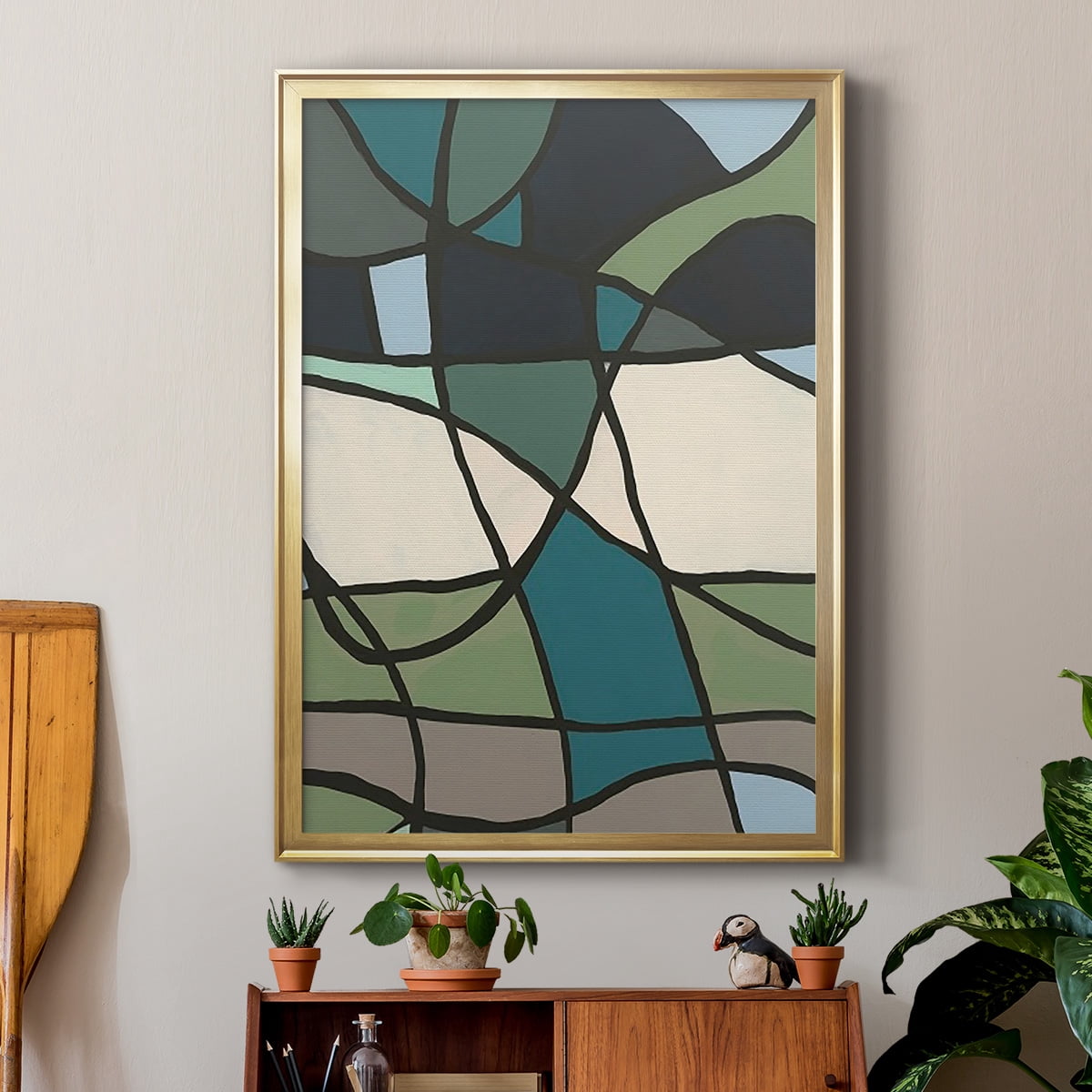 Multicolor Stained Glass I Premium Framed Print, in Gold, Black, or Silver - Ready to Hang