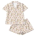 thumbnail image 4 of CUZIBR Girls Halloween Pajamas Sets Ghost Bat Witch Hat Pumpkin Print Lapel Button Short Sleeve Top Elastic Waist Shorts 2 Pieces Sleepwear Loungewear For Kids,White-K,11-12 Years, 4 of 4