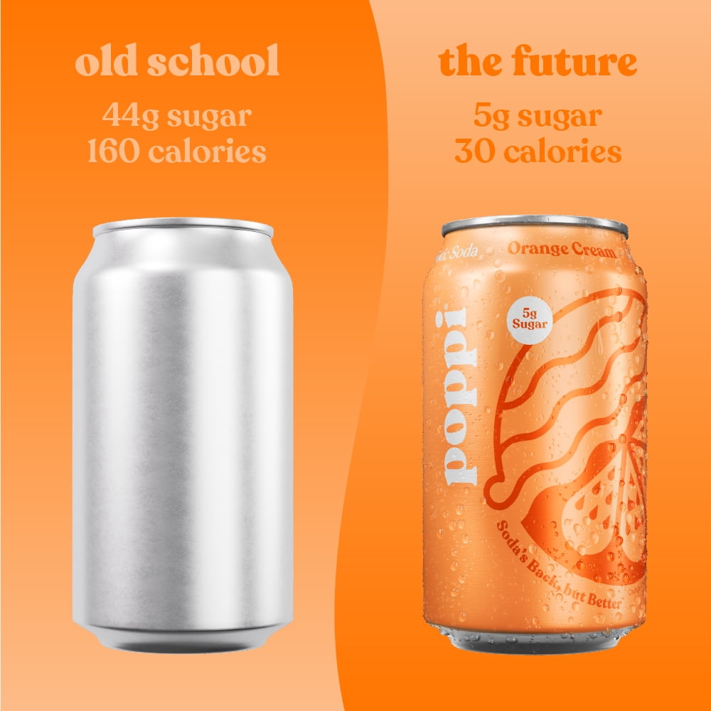 (12 pack) Poppi Orange Cream Prebiotic Soda, 12 oz, 12 Pack cans