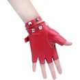 thumbnail image 3 of Guantes punk de cuero PU para mujer, manoplas con remaches, cinturón para arriba o a presión, medio dedo, 3 of 4