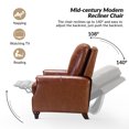thumbnail image 5 of Mid Century Genuine Top Grain Leather Push Back Manual Recliner Chair with Solid Wood Legs for Living Room, Bedroom, Home Theater, Brown, 5 of 10