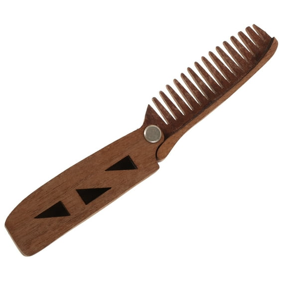 Folding Wooden Beard Comb Men Wide Tooth Design With Pu Protective Case Pocket Folding Comb For Travel Grooming And Styling
