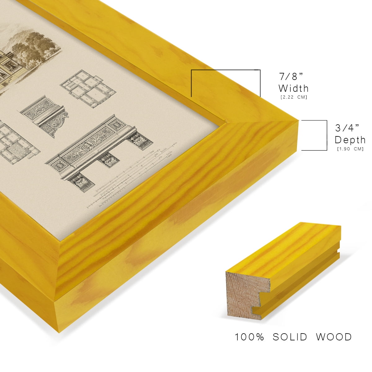 Estate and Plan I -Framed Print w/glass-Sunflower Yellow