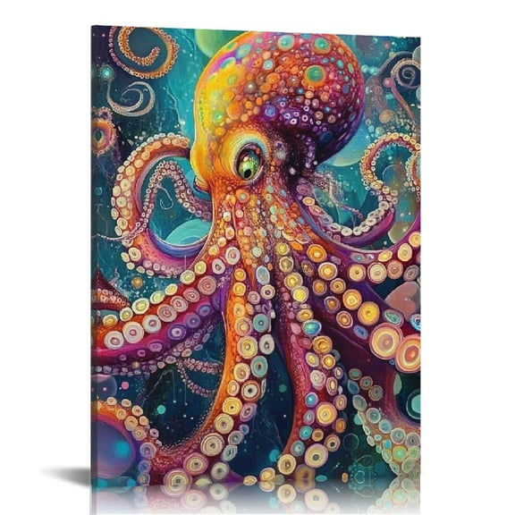 FCXZI Octopus Psychedelic Art Canvas Prints Wall Art Home Decor 12x16in