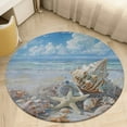 thumbnail image 4 of Beach Seashell Starfish Floral Medallion Round Rug - Small Round Area Rug, Soft Non-Slip Machine Washable Bedroom Mat Indoor Accent Entry Carpet for Office Desk Dorm Hallway, 4 of 6