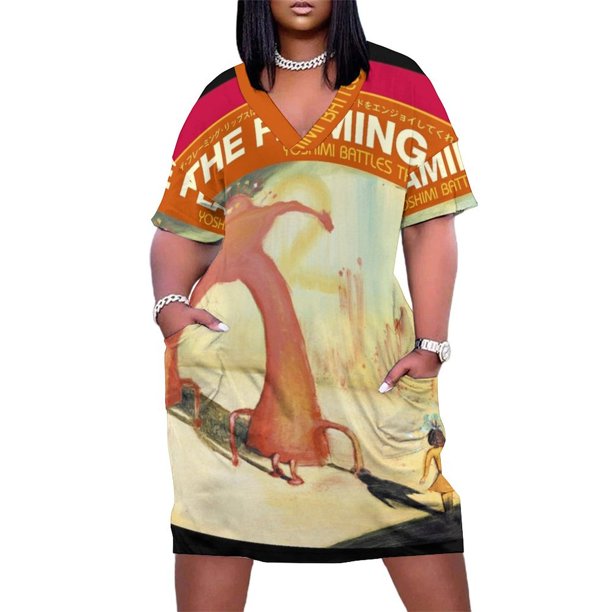 Yoshimi lucha contra los robots rosas Vestido de bolsillo suelto Vestido vintage vestidos largos para mujer