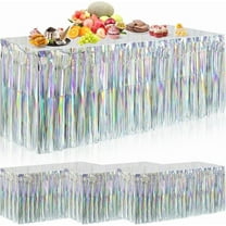 1 Decorative Table Skirt (14' X 29") - Tinsel Table Skirt - Iridescent