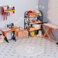 thumbnail image 4 of Caja de suministros de costura antigua de varios pisos de madera en miniatura 1:12 con tijeras de aguja herramienta para tejer T, 4 of 5