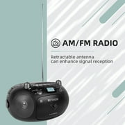 Retekess TR630 CD Cassette USB Micro SD MP3 Boombox AM/FM Radio, Black