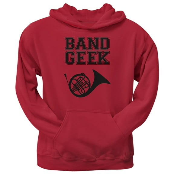 Band Geek French Horn Red Adult Hoodie - Large